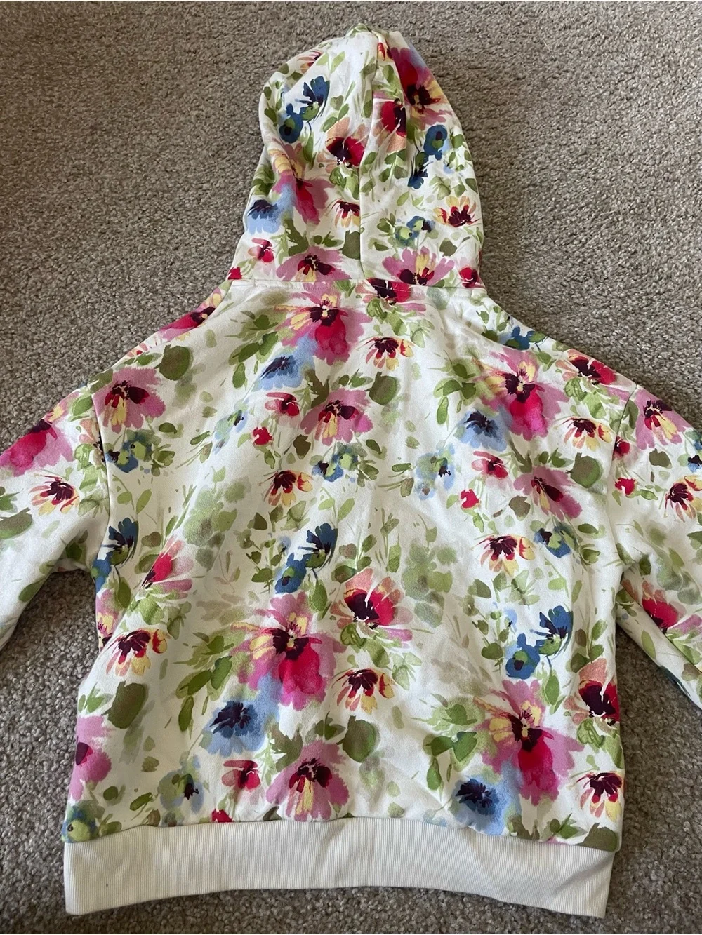 Kids Floral Hooded Pajama Top - White with Pink & Green Flowers